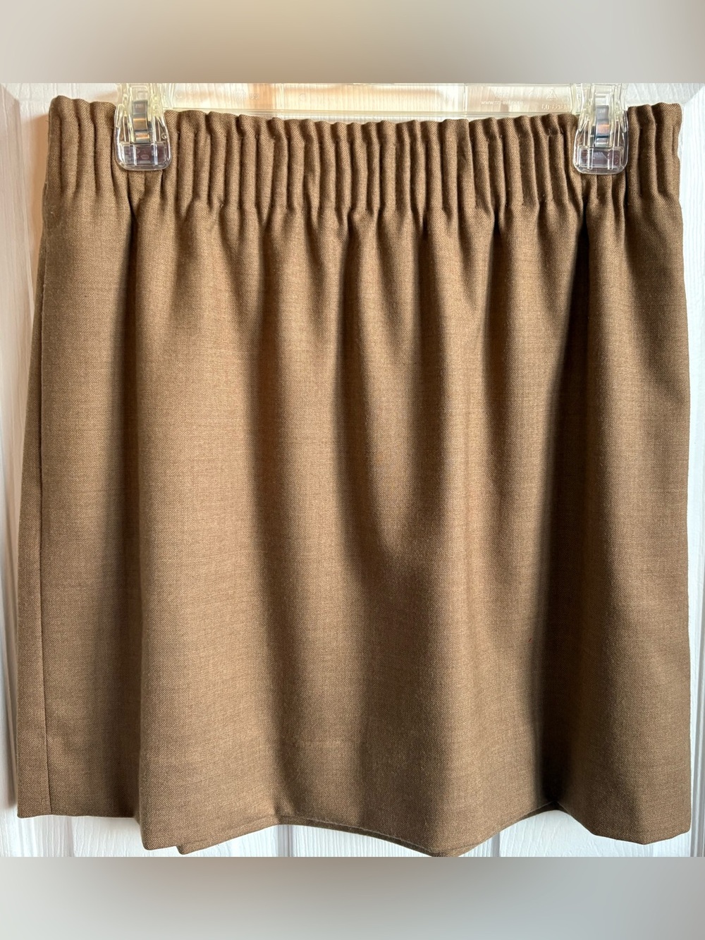 J. Crew Tan A-Line Elastic-Waist Wool-Blend Mini Skirt, Size 6